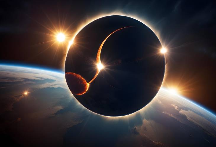 Earth in Darkness Solar Eclipse from Space