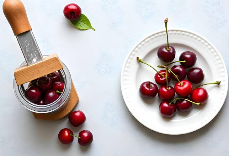 Easy Cherry Pitting with Fresh Cherries on White Plate A MustHave Kitchen Tool