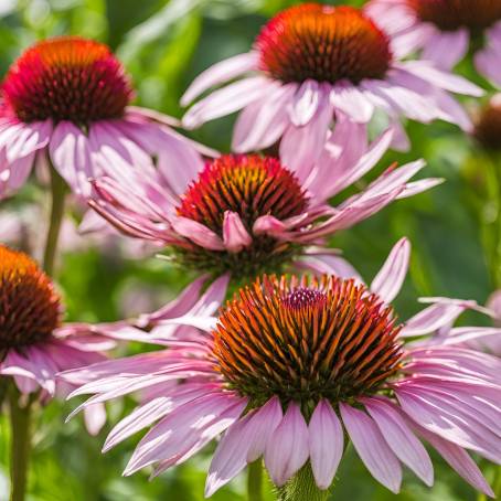 Echinacea in Organic Garden Fresh and Flourishing Blooms