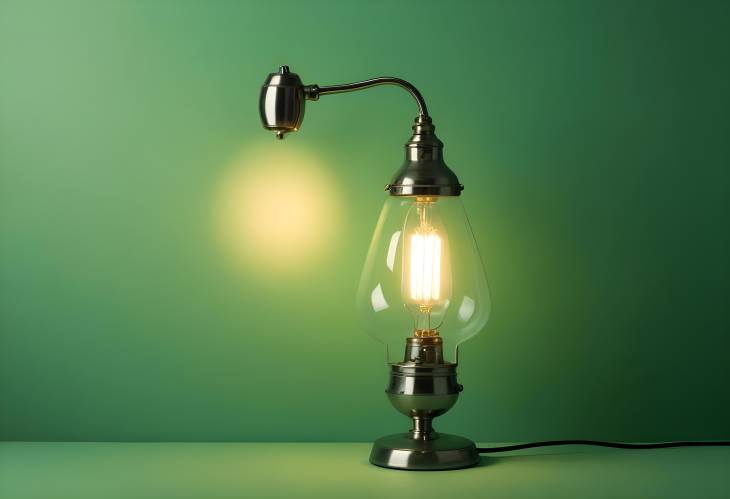 Electric Lamp on a Bright Green Background, Perfect for Contemporary and Artistic Interior Styles