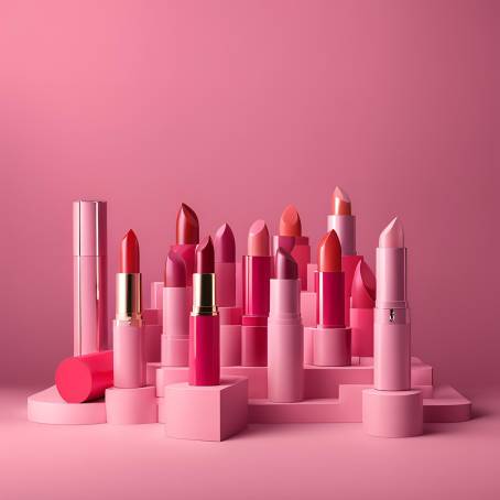 Elegant 3D Lipsticks Against Pink Backdrop