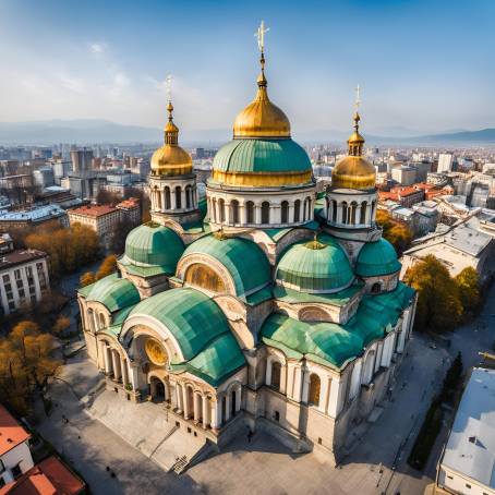 Elegant Aerial View of Alexander Nevski Cathedral in Sofia