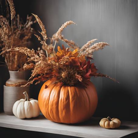 Elegant Arrangements Plants in Autumn Pumpkins