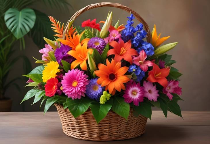 Elegant Basket of Exotic Flowers A Symphony of Natures Best