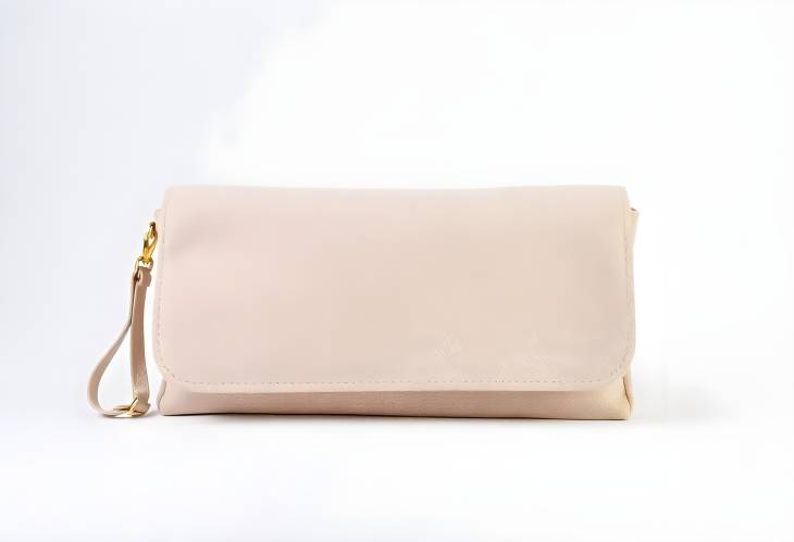 Elegant Beige Clutch Bag Isolated on White Background A Touch of Class for Any Outfit