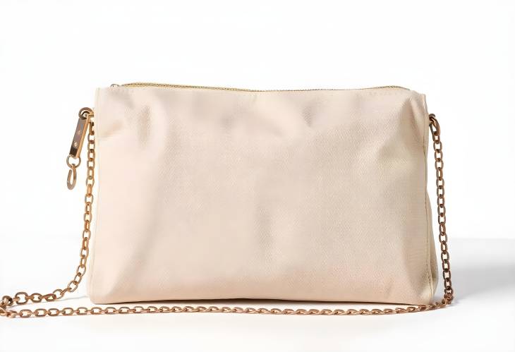 Elegant Beige Clutch Bag Isolated on White Stylish and Modern Fashion Accessory