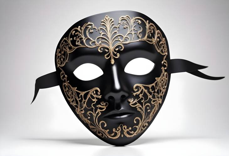 Elegant Black Mask Isolated on White Background for Costume and Theatrical Use