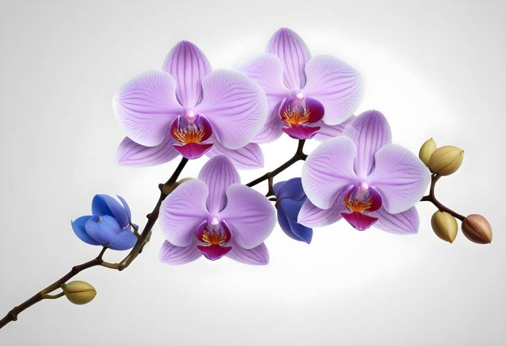 Elegant Blue Orchid Blooms Isolated on White