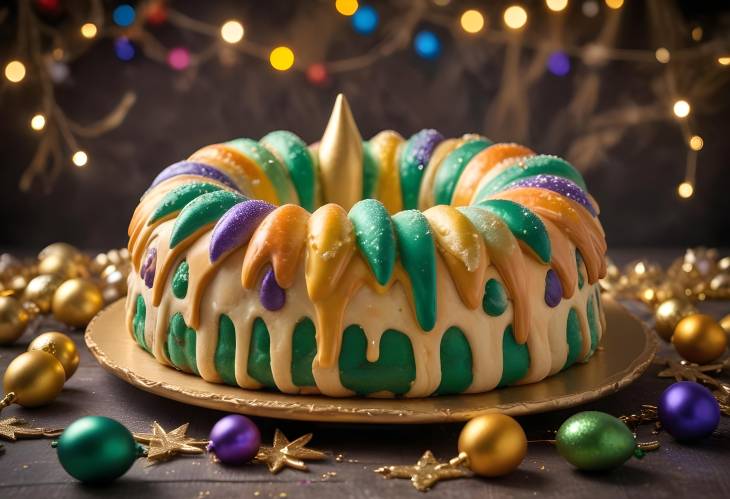 Elegant Bolo do Rei Christmas Kings Cake with Mardi Gras Flair and Festive Decor