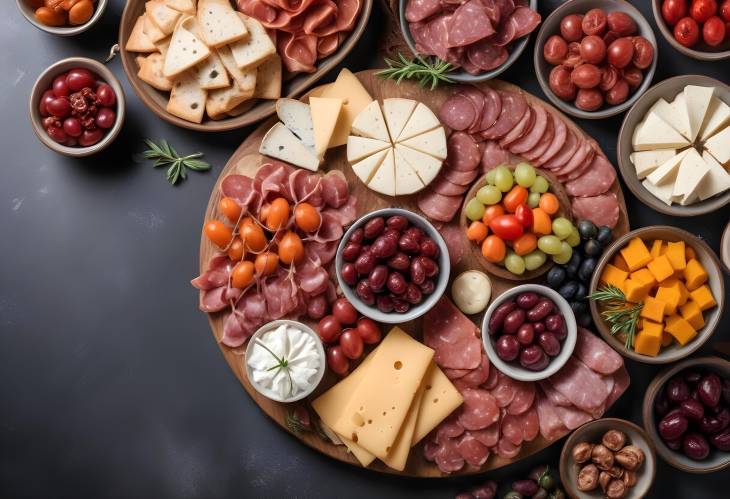 Elegant Buffet Spread A Luxurious Array of Cheeses, Charcuterie, and Snacks