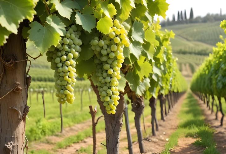 Elegant Close Up of a Green Vineyard in Italy Ideal for Agricultural, Travel, and Nature Photography