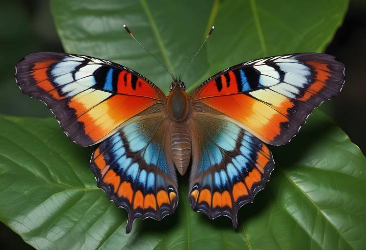 Elegant Close Up of a Vibrant Butterfly on Leaf