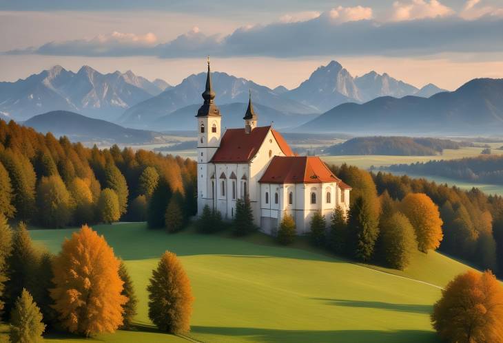 Elegant Etting Church St. Andreas in Upper Bavarias Scenic Nature Wallpaper