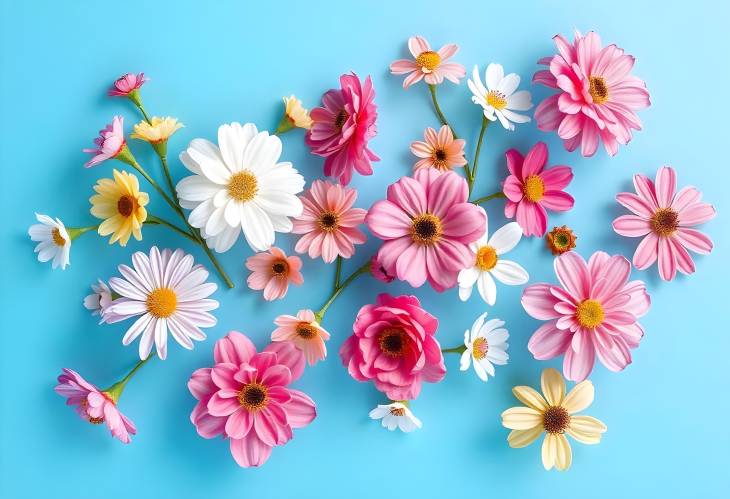 Elegant Flowers on a Soft Blue Canvas