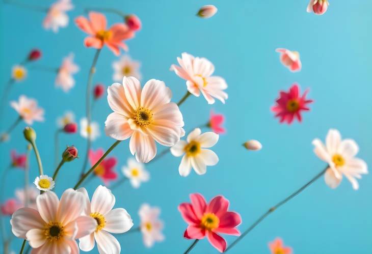 Elegant Flowers on a Soft Blue Canvas