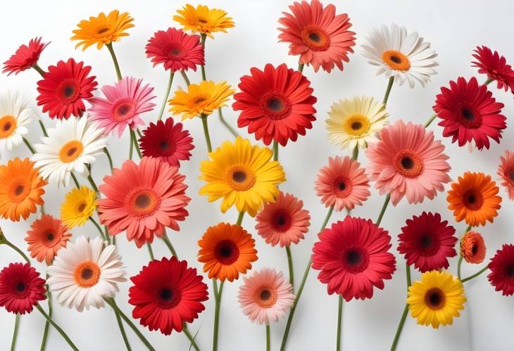 Elegant Gerberas and Assorted Flowers in Air with White Background  Beautiful Floral Composition