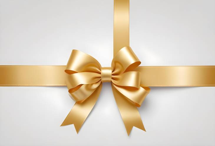 Elegant Gold Bow Ribbon on White Surface