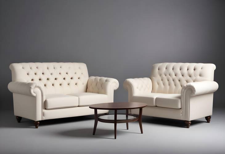 Elegant Isolated Upholstered Sofa and Tables Set, Ideal for Modern Living Room and Interior Design