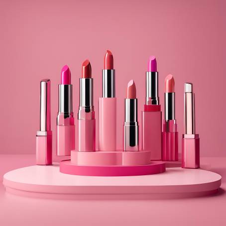 Elegant Lipstick Arrangement on Pink Stage