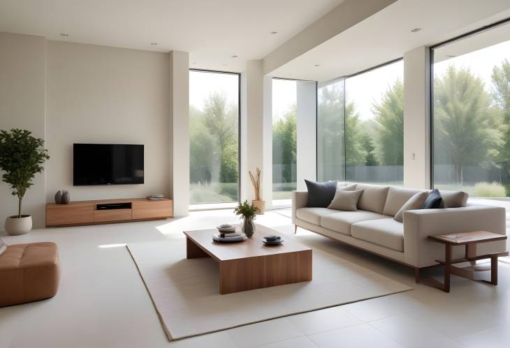 Elegant Minimalist Interior Design Featuring Modern Furniture, Clean Lines, and Natural Light Flood