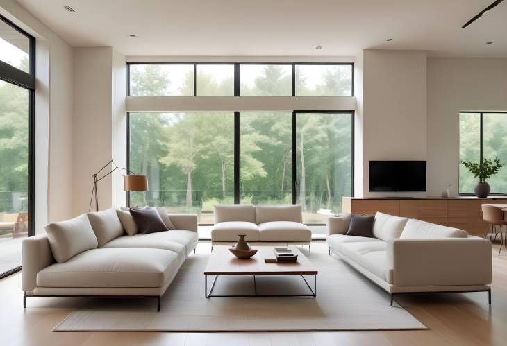 Elegant Minimalist Interior Design Featuring Modern Furniture, Clean Lines, and Natural Light