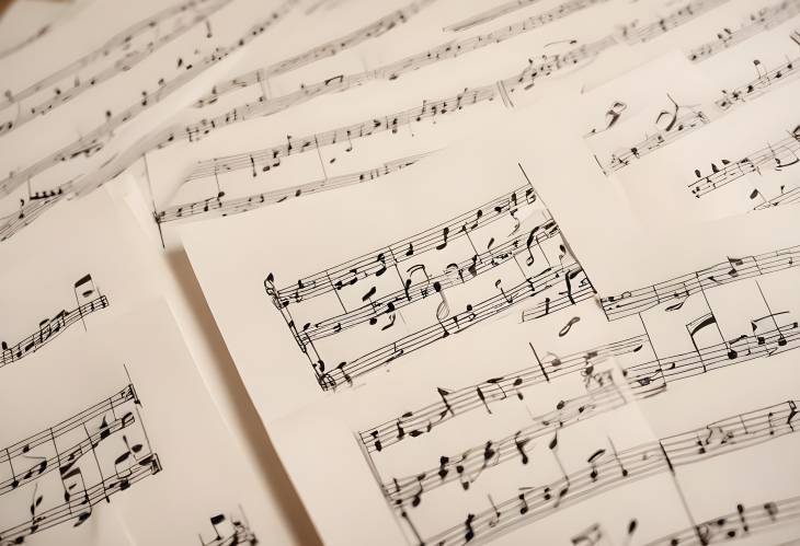 Elegant Music Notes on Paper  Closeup View of Sheets Ideal for Music and Composition Backgrounds