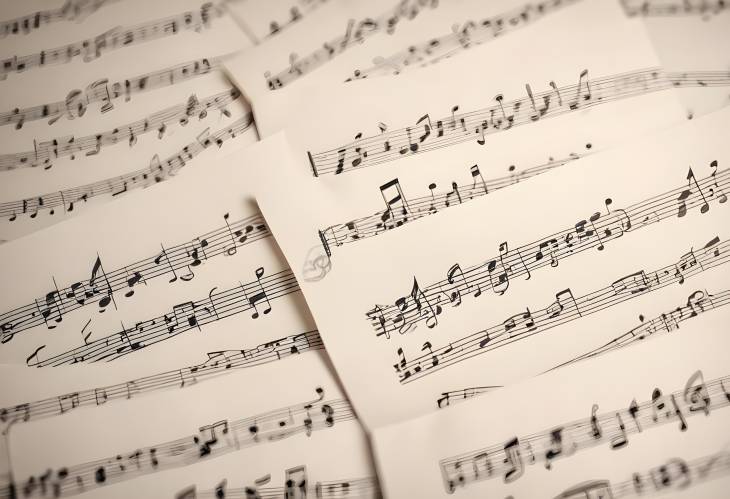 Elegant Music Sheets with Notes  Closeup View for Music Composition and Artistic Backgrounds