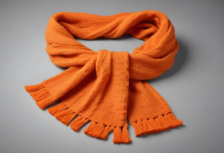 Elegant Orange Knitted Scarf Isolated on White