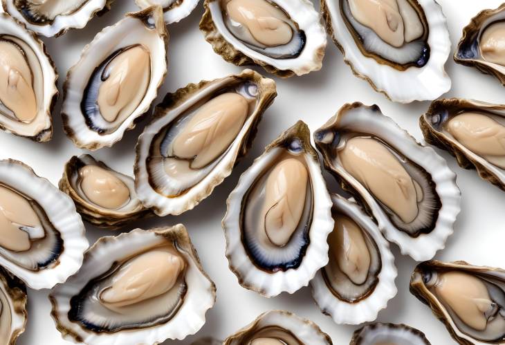 Elegant Oysters Isolated on White Perfect for Gourmet Dining