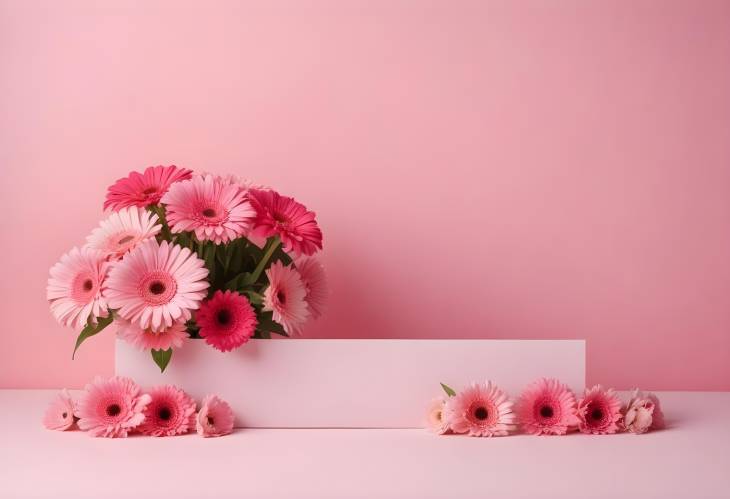 Elegant Pink Background with Gerberas and Carnations for Romantic Womens Day Decoration