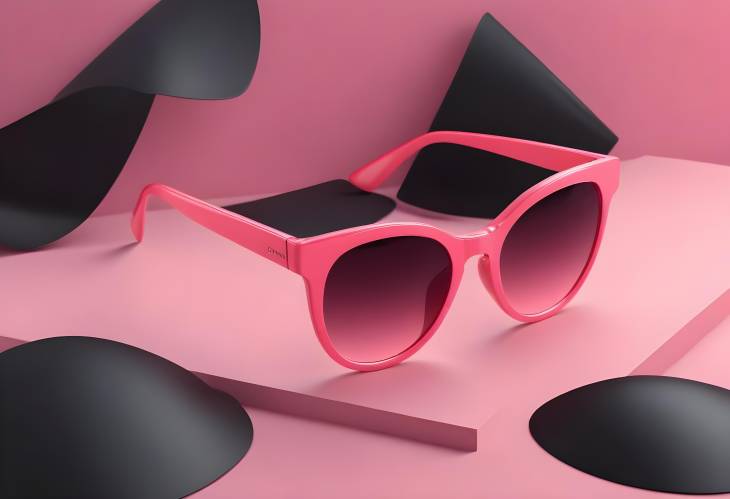 Elegant Pink Sunglasses with Black Lenses and Modern Design in a Summer Setting