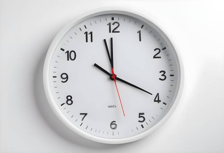 Elegant Round Office Clock on White Surface A Timeless Addition to Your Workspace