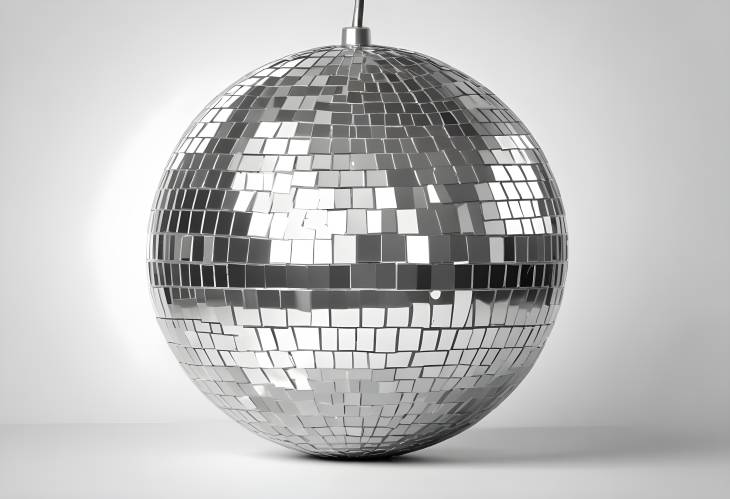 Elegant Shiny Silver Disco Ball Isolated on White Background, Perfect for Dance Floors and Party