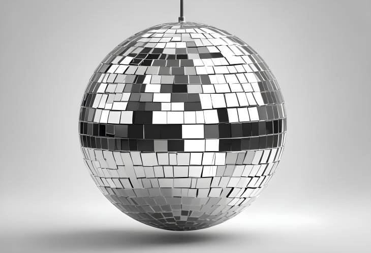 Elegant Silver Disco Ball Shining Brightly Isolated on White, Perfect for Party and Dance Floor Deco