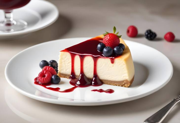 Elegant Slice of New York Cheesecake  Berries