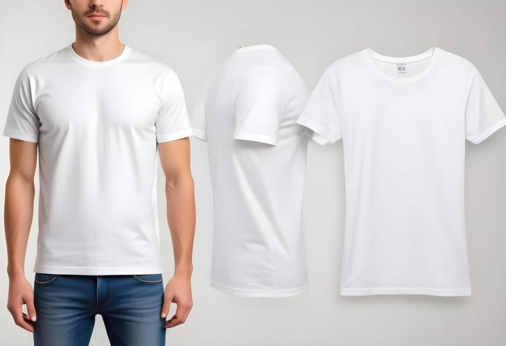 Elegant T Shirt Mockup with Front and Back Views on White for Custom Design Projects