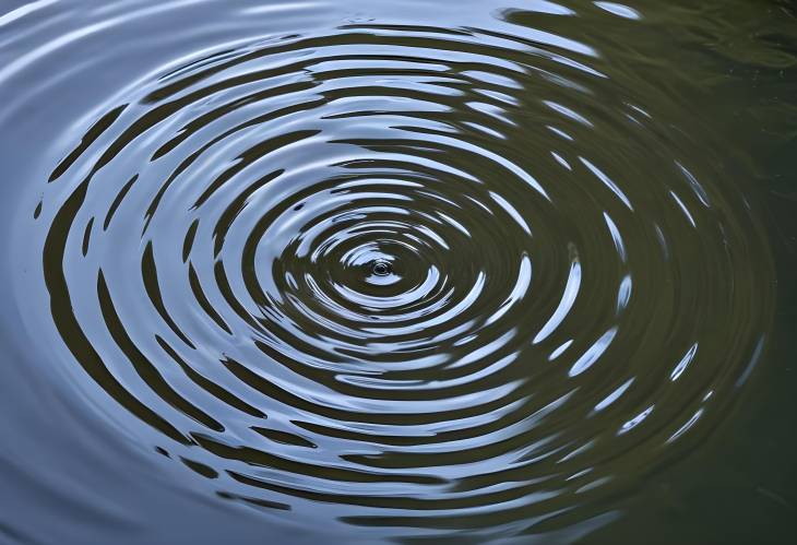 Elegant Water Drop Creating Concentric Ripple Circles Isolated on Surface