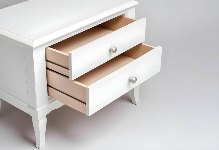 Elegant White Wooden Bedside Table with Multiple Drawers