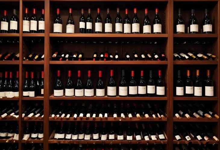 Elegant Wine Cabinet Filled with Red and White Wine Bottles A Liquor Store Essential