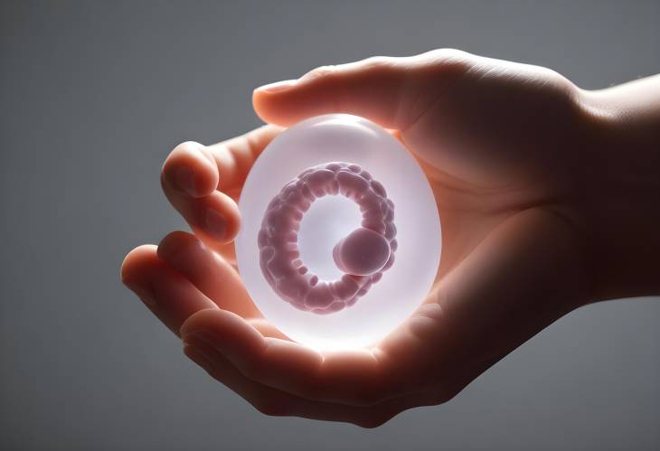 Embryo in Woman Hand Silhouette Symbolizing Early Stages of Pregnancy and Fertility