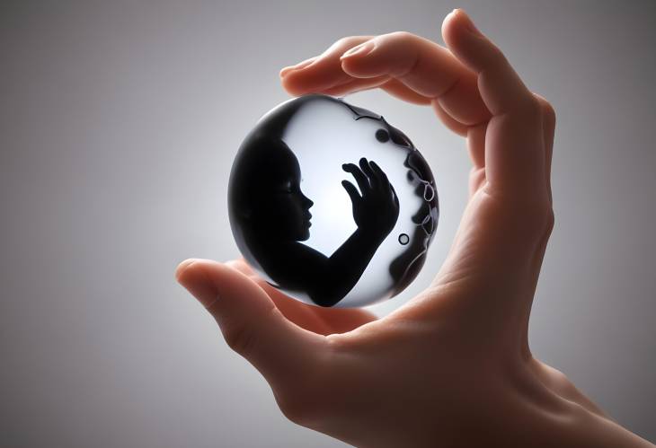 Embryo Silhouette in Woman Hand Early Pregnancy and Reproductive Health Symbol