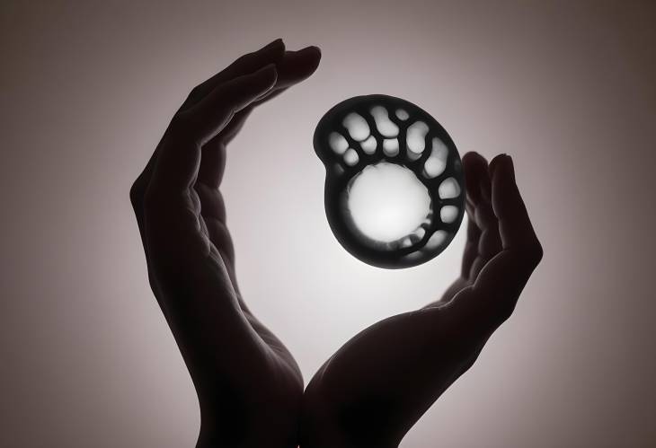 Embryo Silhouette in Woman Hand Representation of Fertility and Pregnancy