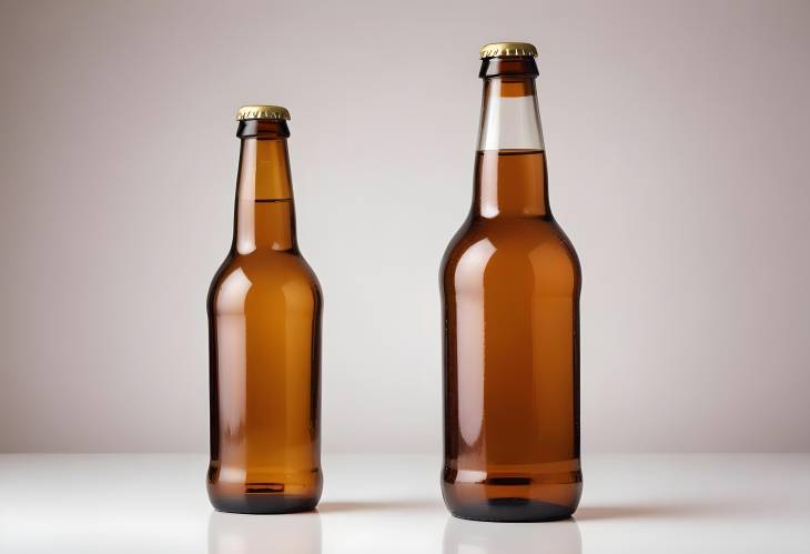 Empty Brown Glass Beer Bottle on White Background