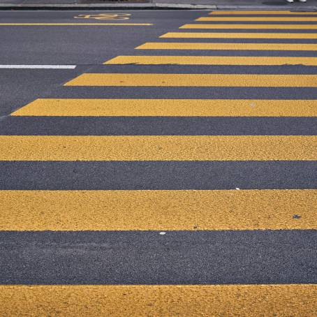 Empty Crosswalk Road Safety with Pedestrian Signs