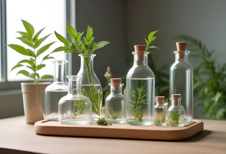 Empty Platform for Cosmetic Bottles and Scientific Glassware Herbal Medicine and Research