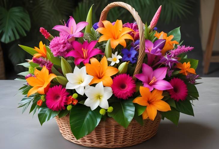 Enchanting Basket of Exotic Flowers A Nature Lovers Dream