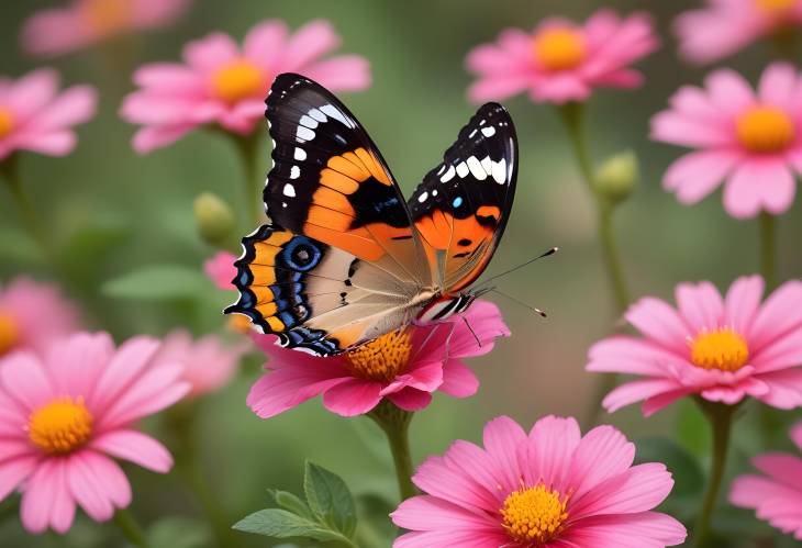 Enchanting Butterfly on a Pink Flower  Natures Colorful Charm