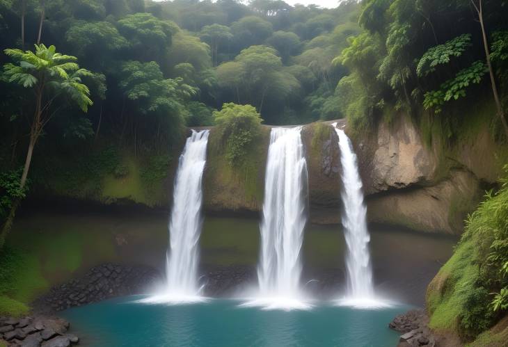 Enchanting Costa Rica Waterfall Amidst Lush Tropical Forest