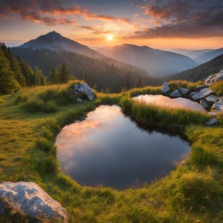 Enchanting Dawn Over Polands Famous Mountain Pond