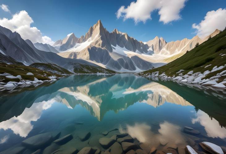 Enchanting Reflection of Monte Bianco and Sky on Chesery Lake